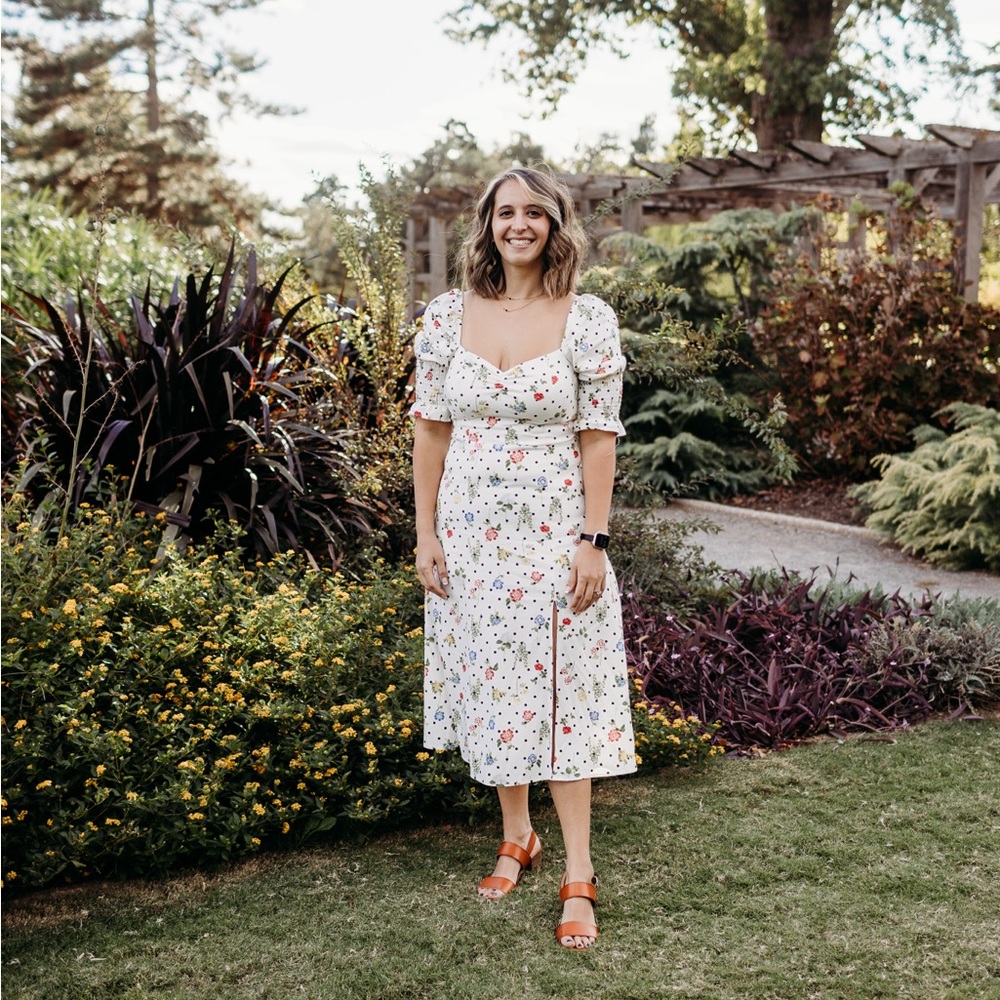 Francesca's Floral Puff Sleeve Midi Dress